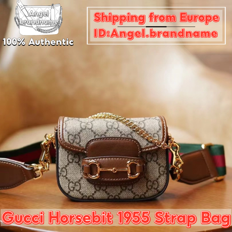 Shopee ถูกที่สุด💯ถุงของแท้👜Gucci Horsebit 1955 Strap Bag Brown กระเป๋าสะพายคลาสสิก ขายร้อนทั่วโลก