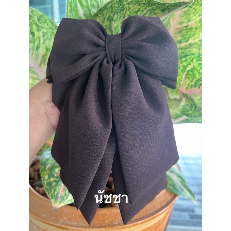 เน็ตติดผมผ้าชีฟอง สีน้ำตาลหางยาวข้าราชการหญิง พยาบาล