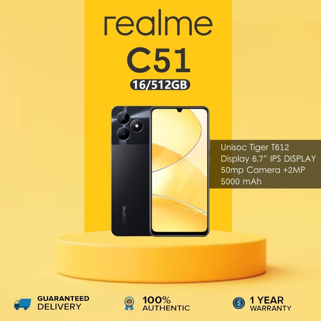 🔥โพสต์กับ 24 ชั่วโมง 5G สมาร์ทโฟน 🔥Realme C51 6.7" 16+512GB สองซิมการ์ดโทรศัพท์มือถือราคาถูก 5000mAh