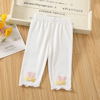 Babyonline(Y214)G1 (ส่งด่วน1วัน)กางเกงเลคกิ้งขายาวสำหรับเด็กผู้หญิงแต่งโบว์น่ารัก ผ้าฝ้าย นิ่ม ใส่สบาย