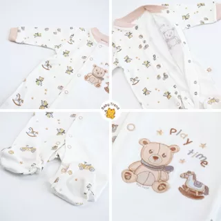Babytrend ชุดนอนเด็กแรกเกิด 0-6 เดือน ชุดหมีคลุมเท้า กระดุมสแนปด้านหน้า ผ้าคอตตอน( 1 ตัว )|Babytrend