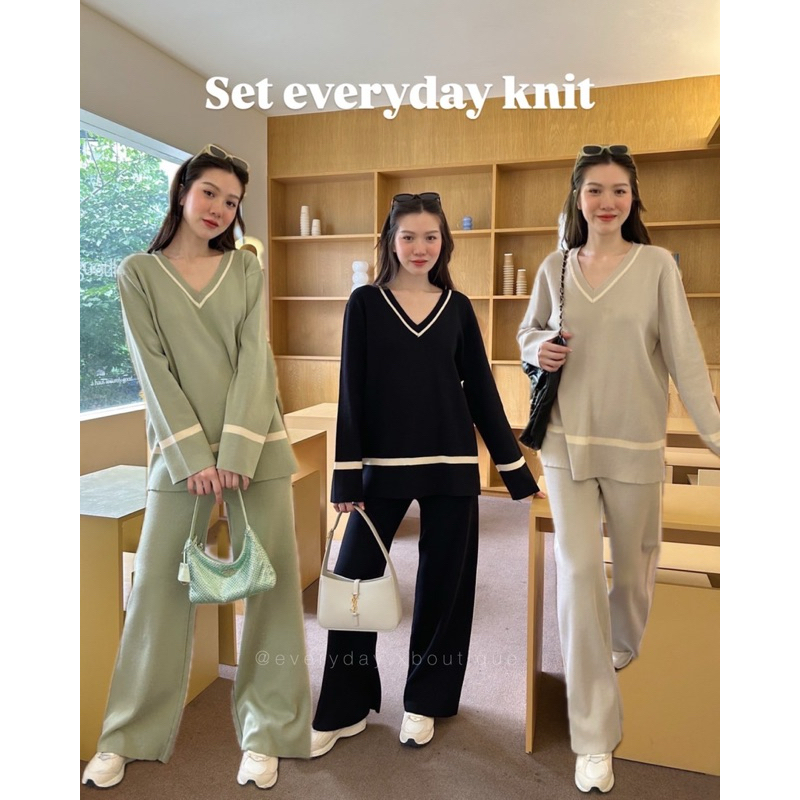 “Set everyday knit” (590฿) เป็นลุคที่ใส่ได้ทุกวันจริงๆค่ะ ชุดเซ็ตไหมพรม ที่หน้าหนาวนี้ห้ามพลาด!! เนื้อผ้าทอหนา tshop