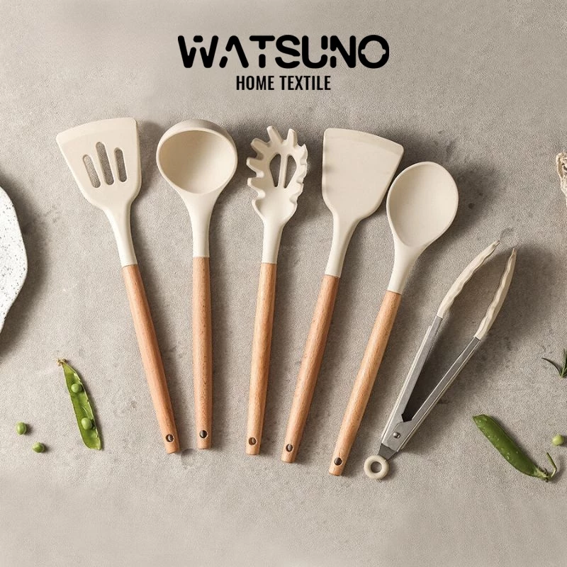 Watsuno ชุดเครื่องครัวซิลิโคน ไม้พายซิลิโคน ช้อน อุปกรณ์ทำอาหาร ทนอุณหภูมิ