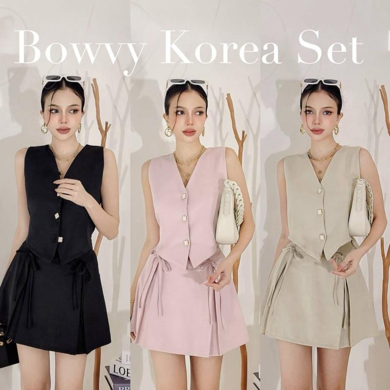 ชุดเซ็ต2ชิ้น เสื้อผ้าแฟชั่นผู้หญิง รุ่น Bowvy Korea set
