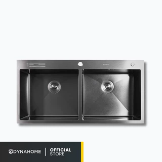 DYNAHOME รุ่น WD-10050-TD-BK อ่างล้างจานสแตนเลสดีดำ ซิงค์ดีไซน์ใหม่ หลุมลึก พร้อมอุปกรณ์ครบชุด