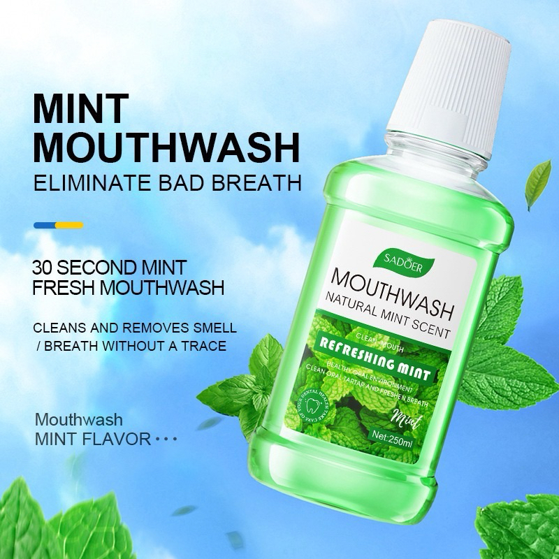 น้ำยาบ้วนปาก mouthwash รสมิ้นท์ ลดกลิ่นปากและแบคทีเรีย ส่วนผสมจากธรรมชาติ ขนาด 250ml (T58)