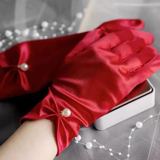 ถุงมือผ้าซาติน เรียบหรู ผ้าลื่นใส่สบาย ถุงมืองานเลี้ยง ปาร์ตี้