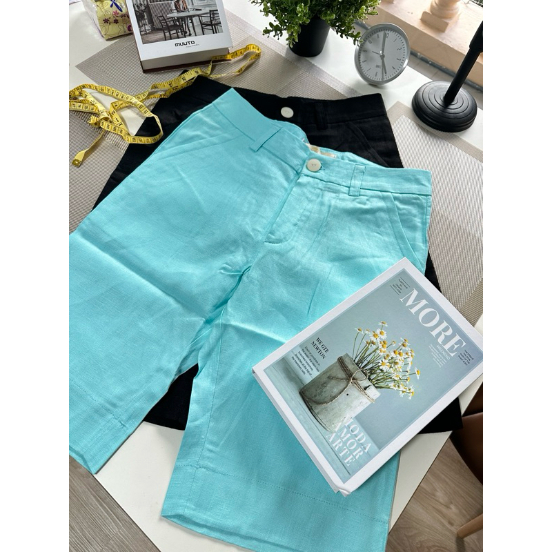 กางเกงลินิน 3 ส่วน ขาแคบ ผ้าแท้ มีไซค์ค่ะ - รูปที่ 4