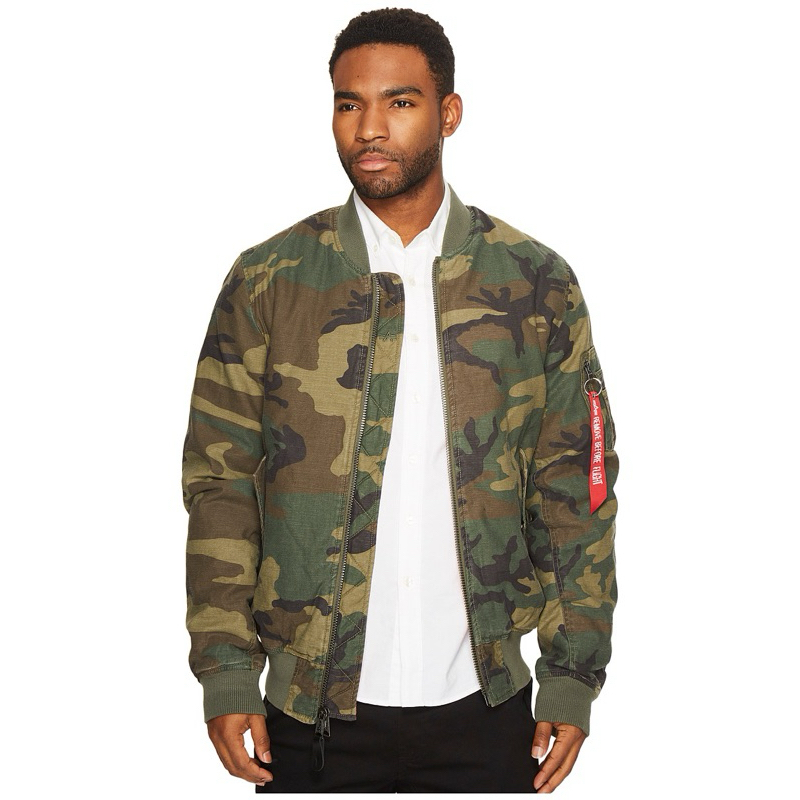 JACKET FLYER’S ALPHA INDUSTRIES เสื้อไฟท์แท้ อัลฟ่า รุ่น MA-1 CTN WOODLAND CAMO