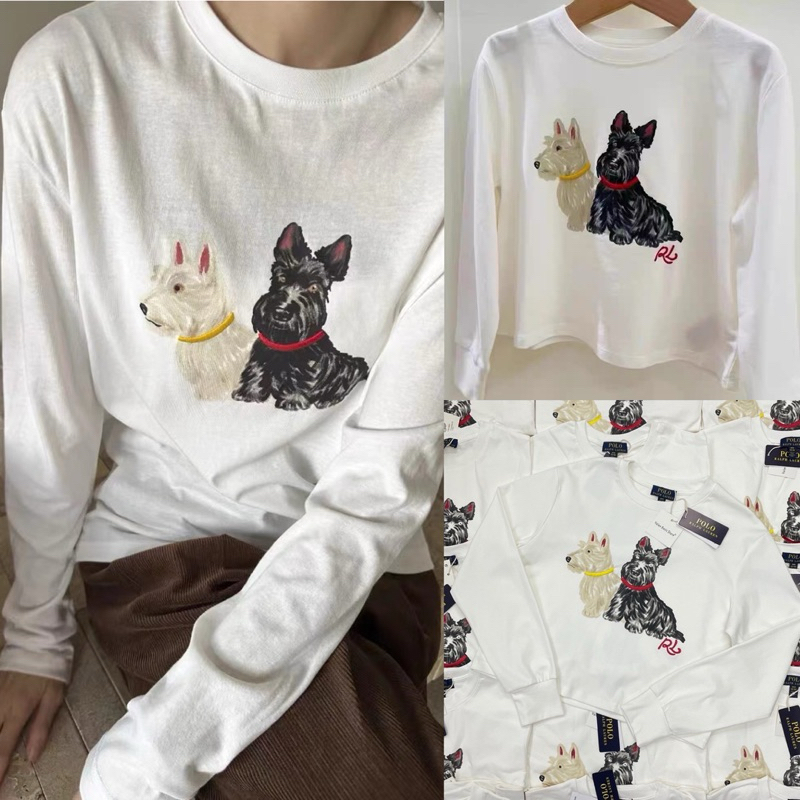 "PL Dog Print Jersey BoxyLong sleeves " เสื้อยืดแขนยาวเนื้อผ้าดี