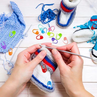 พลาสติกมาร์กเกอร์หลากสี คลิป 50ชิ้น DIY เย็บปักถักร้อย โครเชต์ พลาสติกเรซิ่น ล็อคเครื่องมือถักนิตติ้ง