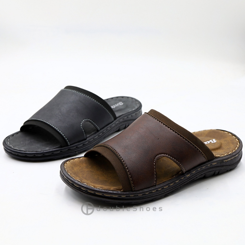 Bata (861-6172 , 861-4172) รองเท้าแตะลำลองแบบสวมเย็บพื้น สำหรับผู้ชาย สีดำ , สีน้ำตาล ไซส์ 6 - 11