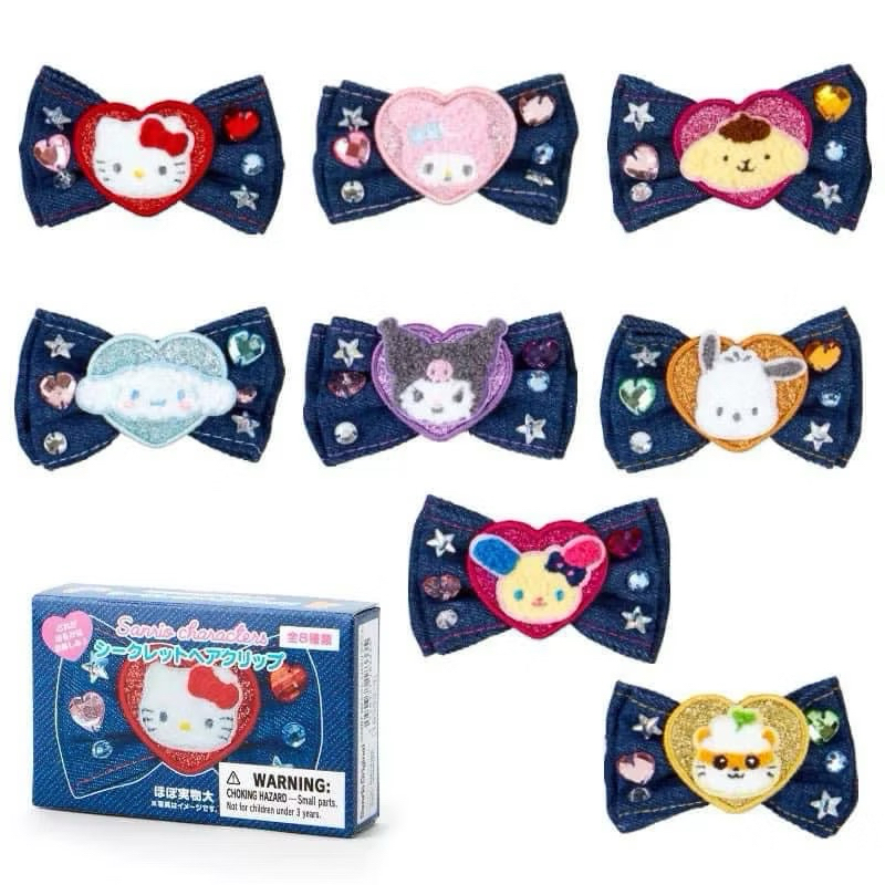 [ พร้อมส่ง ] กิ๊บติดผม Sanrio ซานริโอ้ Y2K Denim Series แบบเลือกตัว ลาย Kitty My Melody Kuromi Cinnamon Pompompurin