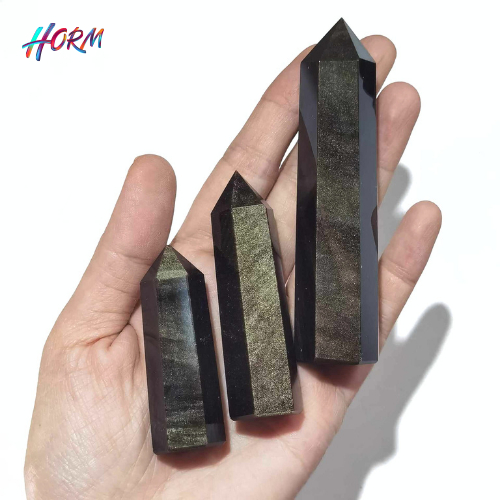 หิน ฺฺGold Obsidian ฺTower ออบซิเดียนเหลือบเงิน หินแท่ง หินธรรมชาติแท้ หิน