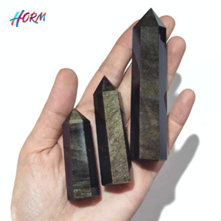 หิน ฺฺGold Obsidian ฺTower ออบซิเดียนเหลือบเงิน หินแท่ง หินธ…