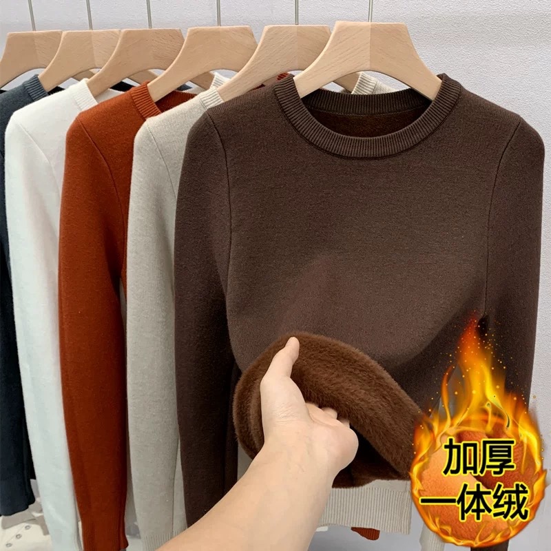 เสื้อไหมพรมบุขน เสื้อไหมพรมกันหนาว (คอกลม) ✅สินค้าพร้อมส่งจากไทย