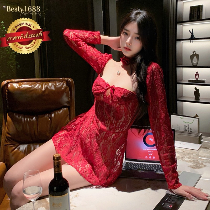 ชุดนอนเซ็กซี่ ชุดนอนไม่ได้นอน สีแดง รุ่น D6491 ป้ายFeetmoi (Nf) เกรดพรีเมี่ยมแท้
