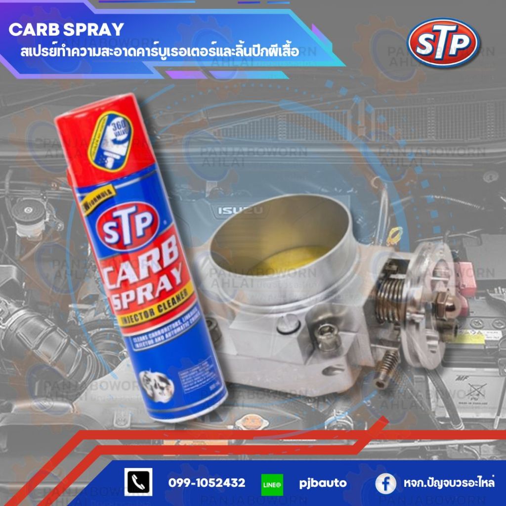 STP สเปรย์ทำความสะอาดคาร์บูเรเตอร์และลิ้นปีกผีเสื้อ (Carb Spray & Injector Cleaner) 500 ml.