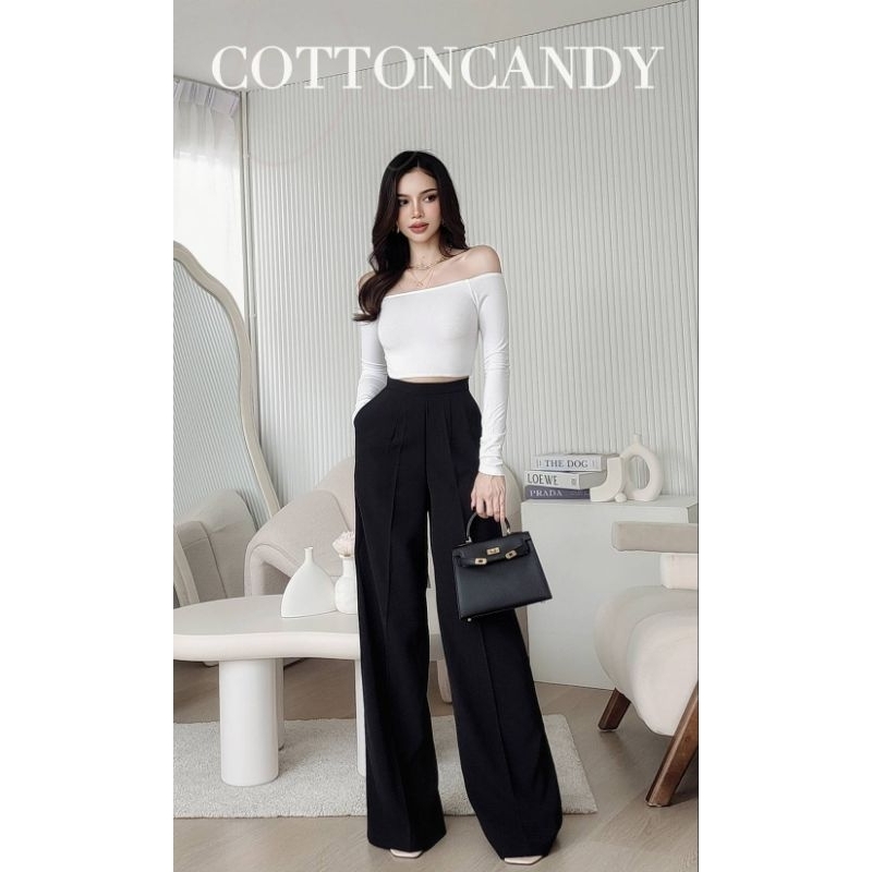 #COTTON CANDY กางเกงสีดำ ซิปหลัง New.Runway pants