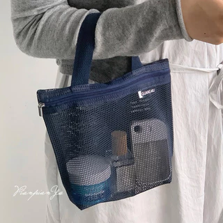 พร้อมส่ง🍑กระเป๋า Travel bag กระเป๋าจัดระเบียบ มีหูหิ้ว กระเป๋าเครื่องสำอางค์ มินิมอล กระเป๋าตาข่าย 04073