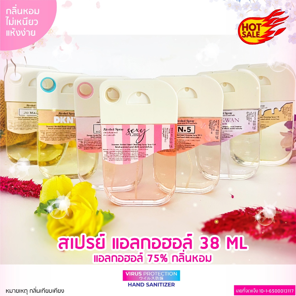 สเปรย์แอลกอฮอล์ พกพา 38ml กลิ่นน้ำหอม กลิ่นหอม รีฟิล ALCOHOL SPRAY ฝาหมุนเติมง่าย ขวดสเปรย์ งานแต่ง แจกลูกค้า งานเกษียณ
