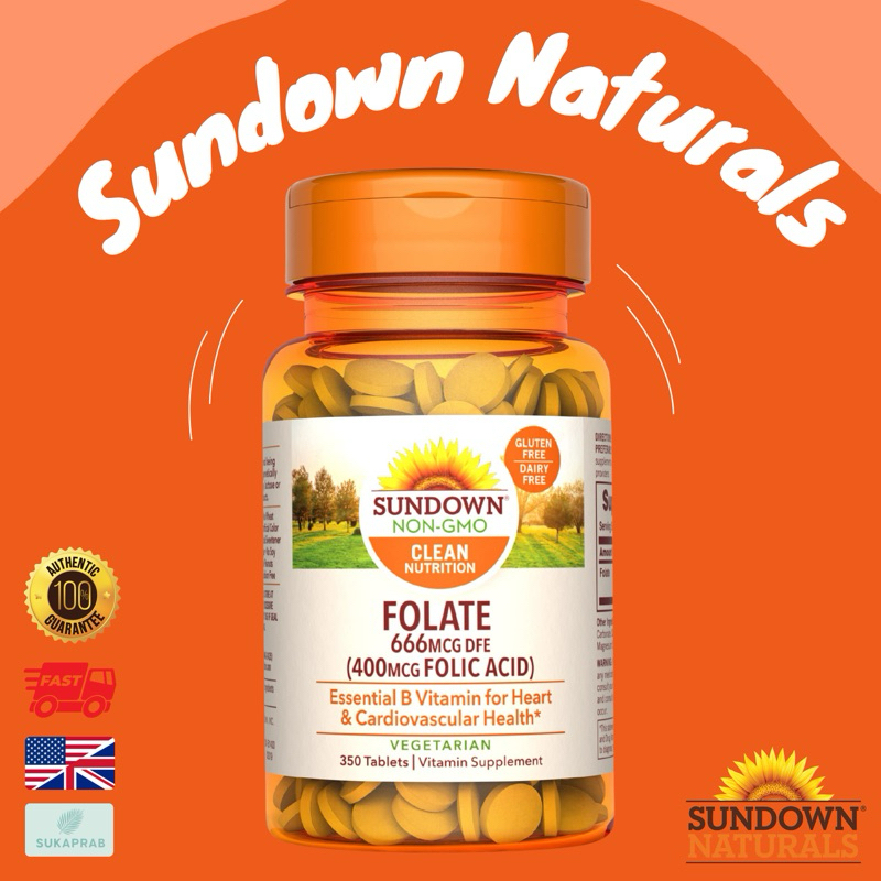 พร้อมส่ง Sundown Naturals folate size 666 mcg DFE, 350 tablets