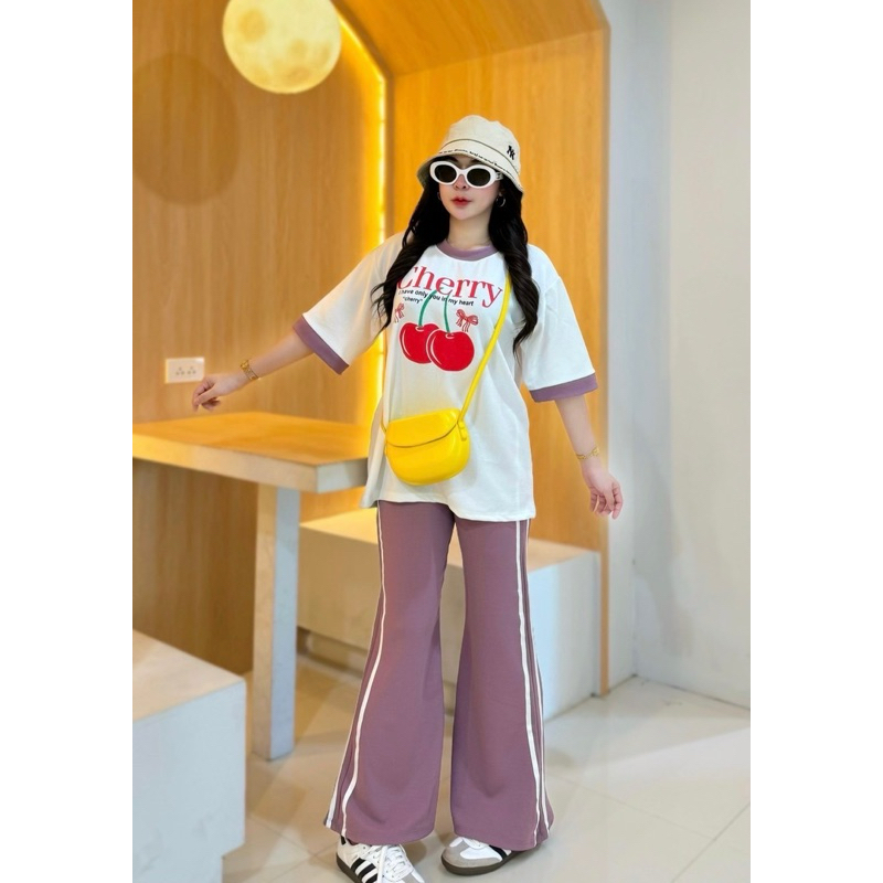 ชุดเชต2ชิ้น เสื้อแต่งแขนแต่งคอ+กางเกงขาม้า