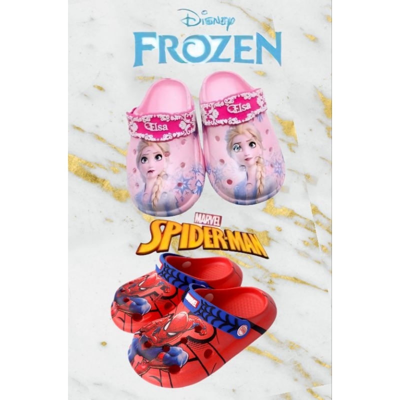 รองเท้าแตะ(เด็กโต5-10ปี)ปิดหัวสไตล์Crocs(Spiderman)(Frozen)ลิขสิทธิ์แท้พร้อมส่ง