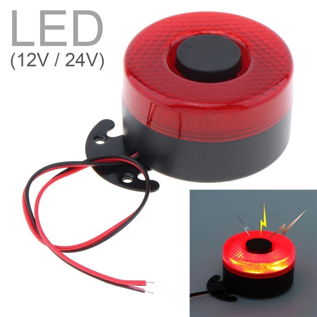 DC 12V-24V 105dB เสียงเตือนย้อนกลับ Air Horn คำเตือนไซเรนเสียงสัญญาณสำรองสัญญาณเตือนภัย Horns พร้อมไฟ LED สีแดงสำหรับรถบ