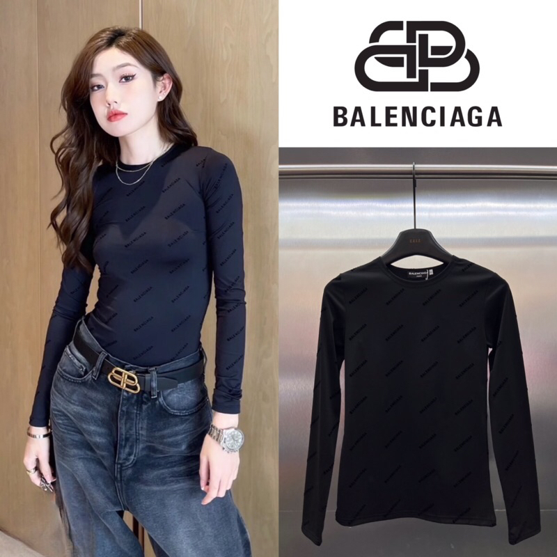 เสื้อยืดแขนยาว BALENCIAGA LOGO LONG SLEEVE TOP