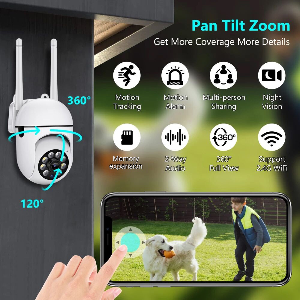5G กล้องวงจรปิด กล้องวงจรปิดไร้สาย WiFI Full HD 4MP กล้องวงจร IP Camera 4.0ล้านพิกเซล Auto Tracking APP:VI365
