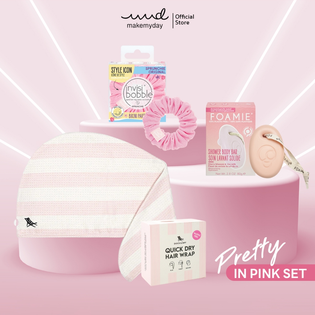 Set Premium (ผ้าเช็ดผมแห้งไว Dock&Bay+ยางรัดผม invisibobble+Foamie ดูแลผิว)