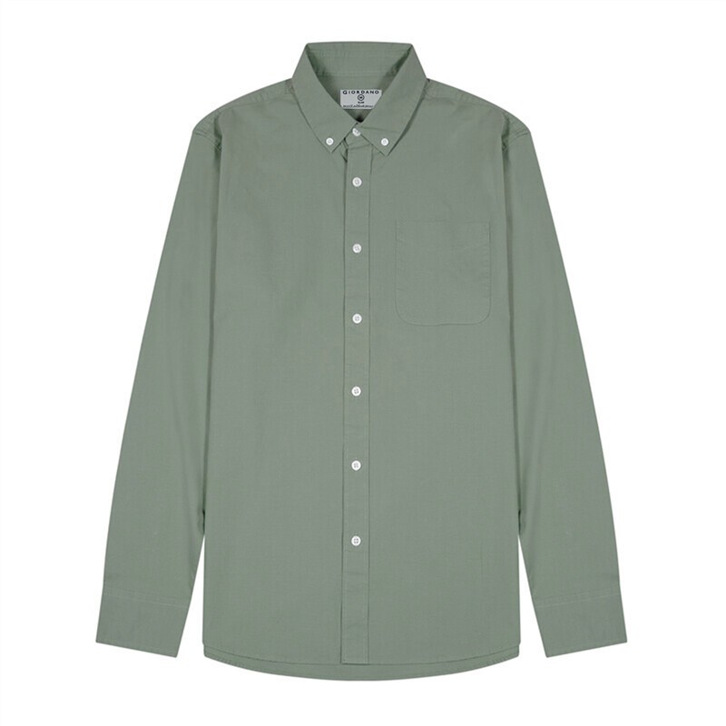 GIORDANO เสื้อเชิ้ตแขนยาว ผู้ชาย Men's Slim fit Poplin Shirt 01042002 .1