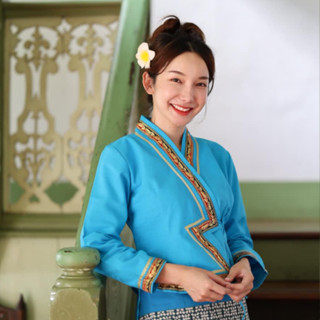 เสื้อเจ้านางดิ้นเงิน แบบล้านนาดั้งเดิมแท้ สีกรมท่า สีแดง สีข…