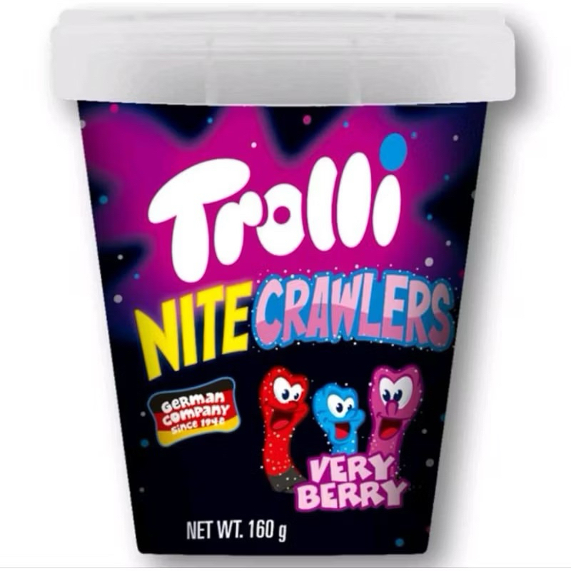 Trolli Nite Crawlers กัมมี่กลิ่นเบอร์รี่ รูปหนอน ขนาด 160 กรัม
