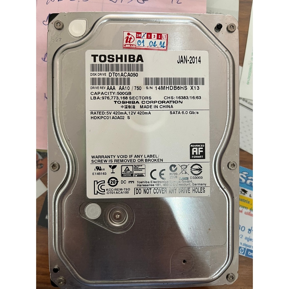 HDD ฮาร์ดดิส Harddisk SATA 1TB Toshiba สำหรับ PC มือสอง