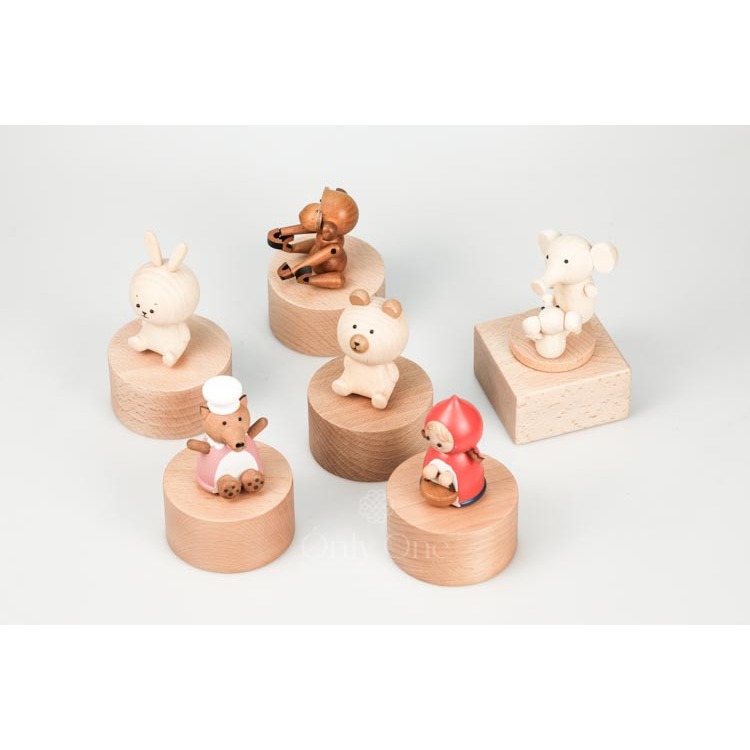 กล่องดนตรีไขลาน กล่องตนตรีไม้ รูปทรงน้องสัตว์ เลือกเพลงได้Dancing Animal Music Box
