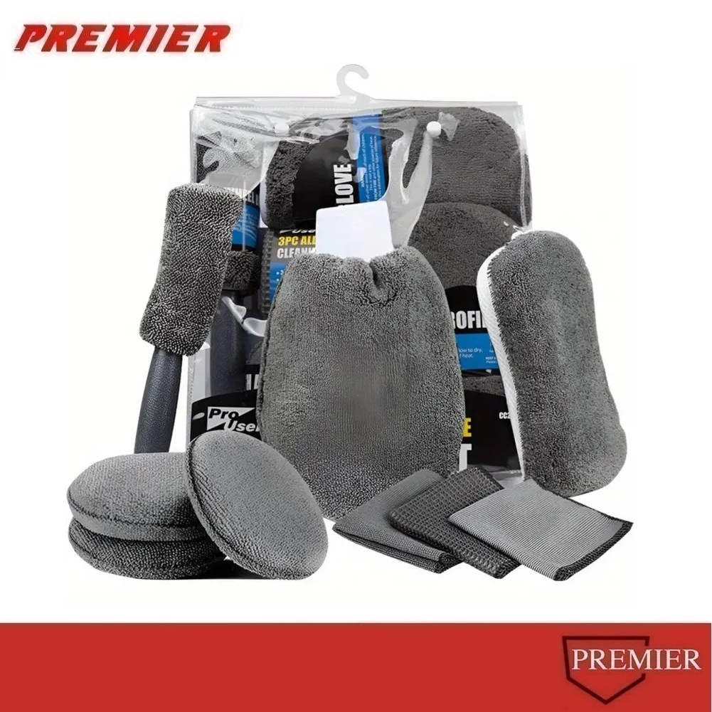 ผ้าไมโครไฟเบอร์ Microfiber Cleaning Auto Car ชุดทำความสะอาดรถยนต์ แปรงฟองน้ำ ถุงมือ แปรงข้าง แปรงยางรถ