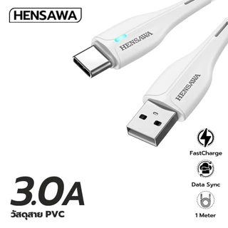 HENSAWA สายชาร์จเร็ว 3A USB TO Micro Typec L IP รุ่น US3098 สีขาว สายPVC 1m ชาร์จไว Type-c Fast Charge Cable & Sync