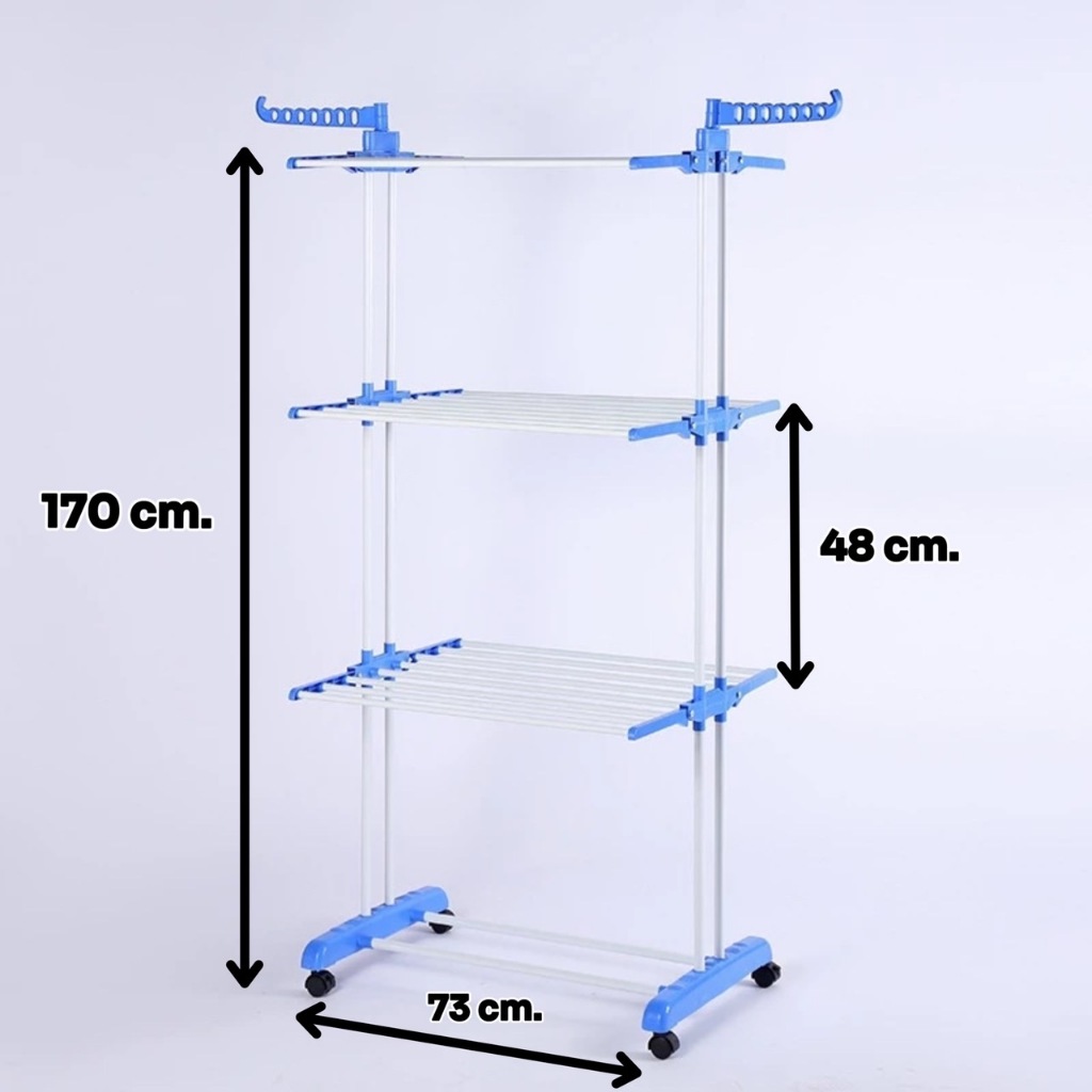 ราวตากผ้าสามารถพับเก็บได้ดีไซน์สวยงามทันสมัยราวตากผ้าคอนโด 3ชั้นเคลื่อนย้ายสะดวกมีล้อเลื่อน - รูปที่ 7