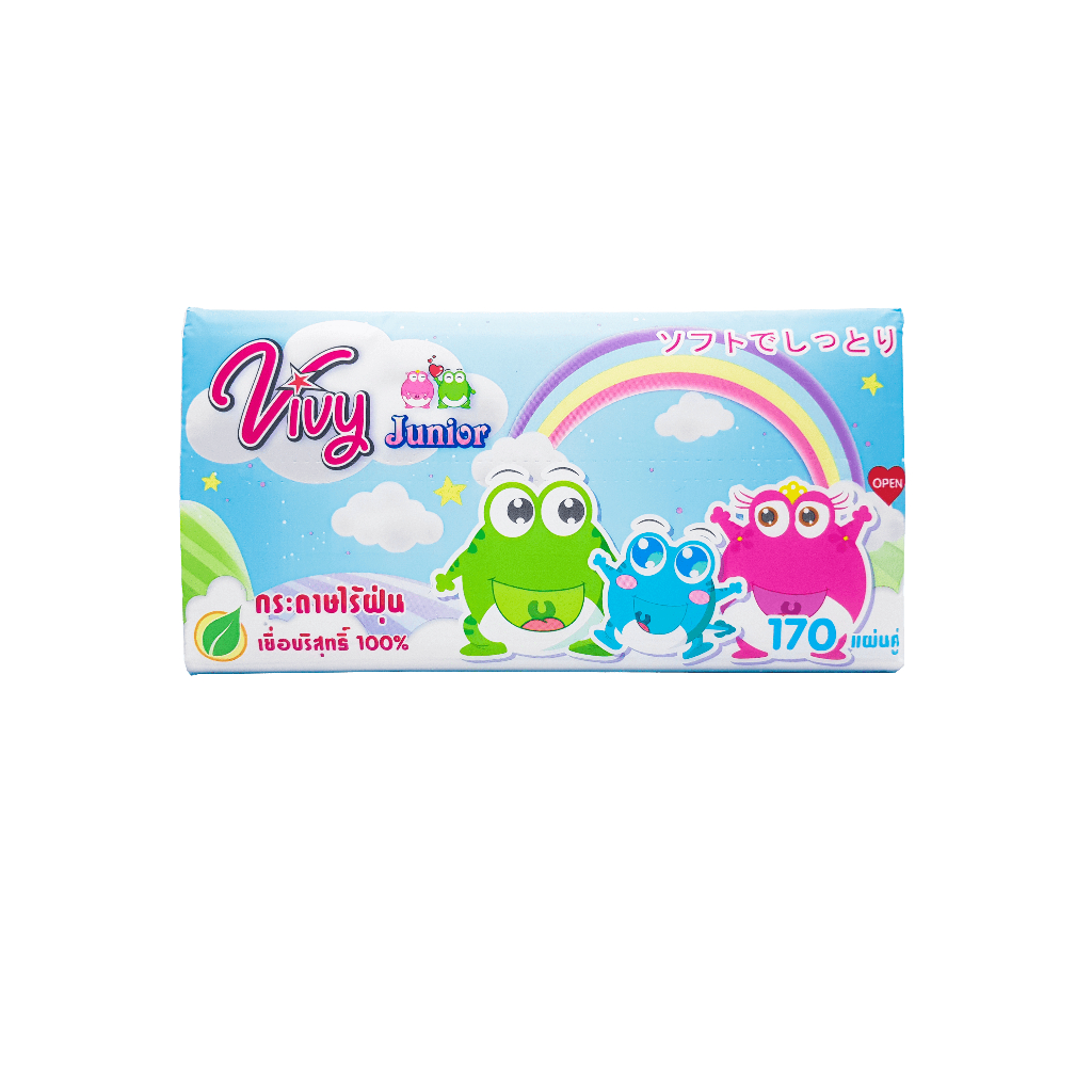 ยกลัง 10 หิ้ว 50 ห่อ กระดาษทิชชู่เช็ดหน้า VIVY วีวี  170 แผ่น หนา 2 ชั้น แถมฟรียาสีฟัน D-Herb 2หลอด - 1