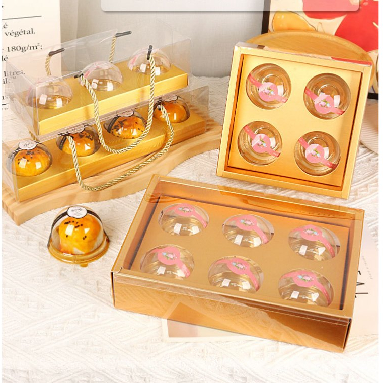 กล่องขนมเปี๊ยะ กล่อง 4 ช่อง สีทอง