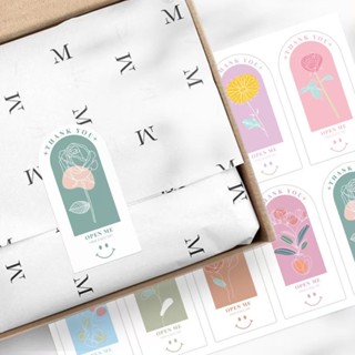 สติ๊กเกอร์ขอบคุณ ติดกล่อง แก้ว ถุง 3*6ซม 100ดวง sticker than…