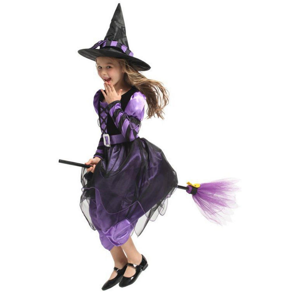 jqk ชุดฮาโลวีน เด็กผู้หญิง ชุดแม่มด มาพร้อมหมวก (มี 2สี ม่วง/ส้ม) รุ่น MM059 - รูปที่ 5