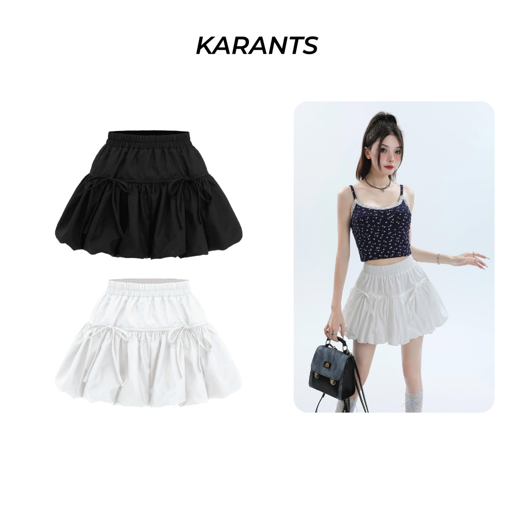 Karants แบรนด์นานาชาติ กระโปรงทรงพอง ผูกโบว์สองชั้น Hot Trend |ราคาทดลงสินค้า| - CV01