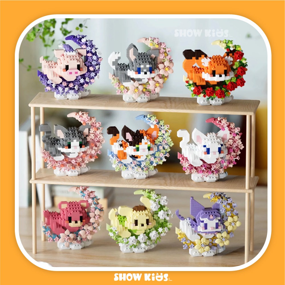 บล็อคตัวต่อ การออกแบบการ์ตูนสัตว์ดอกไม้ภายใต้ดวงจันทร์สำหรับเด็กชายและเด็กหญิง รูปที่ 6