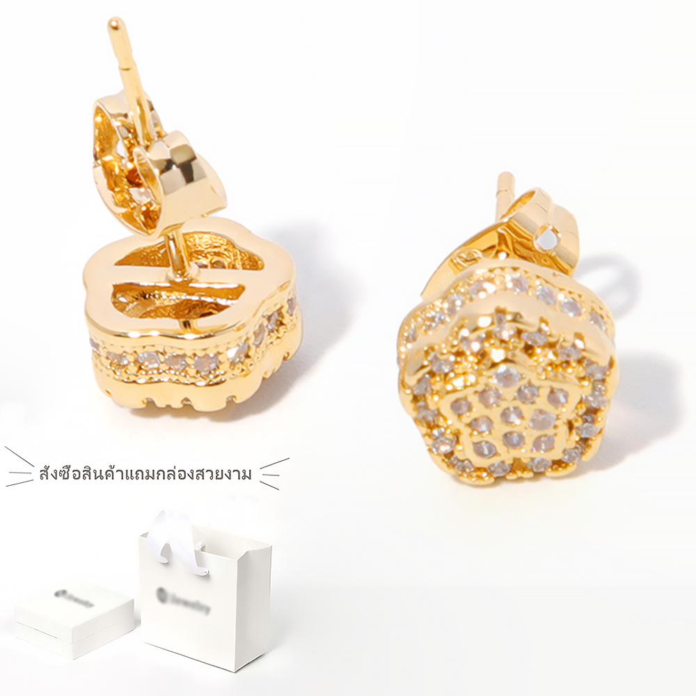 ต่างหูทอง 24K ต่างหูแฟชั่น แถมกล่องของขวัญฟรี
