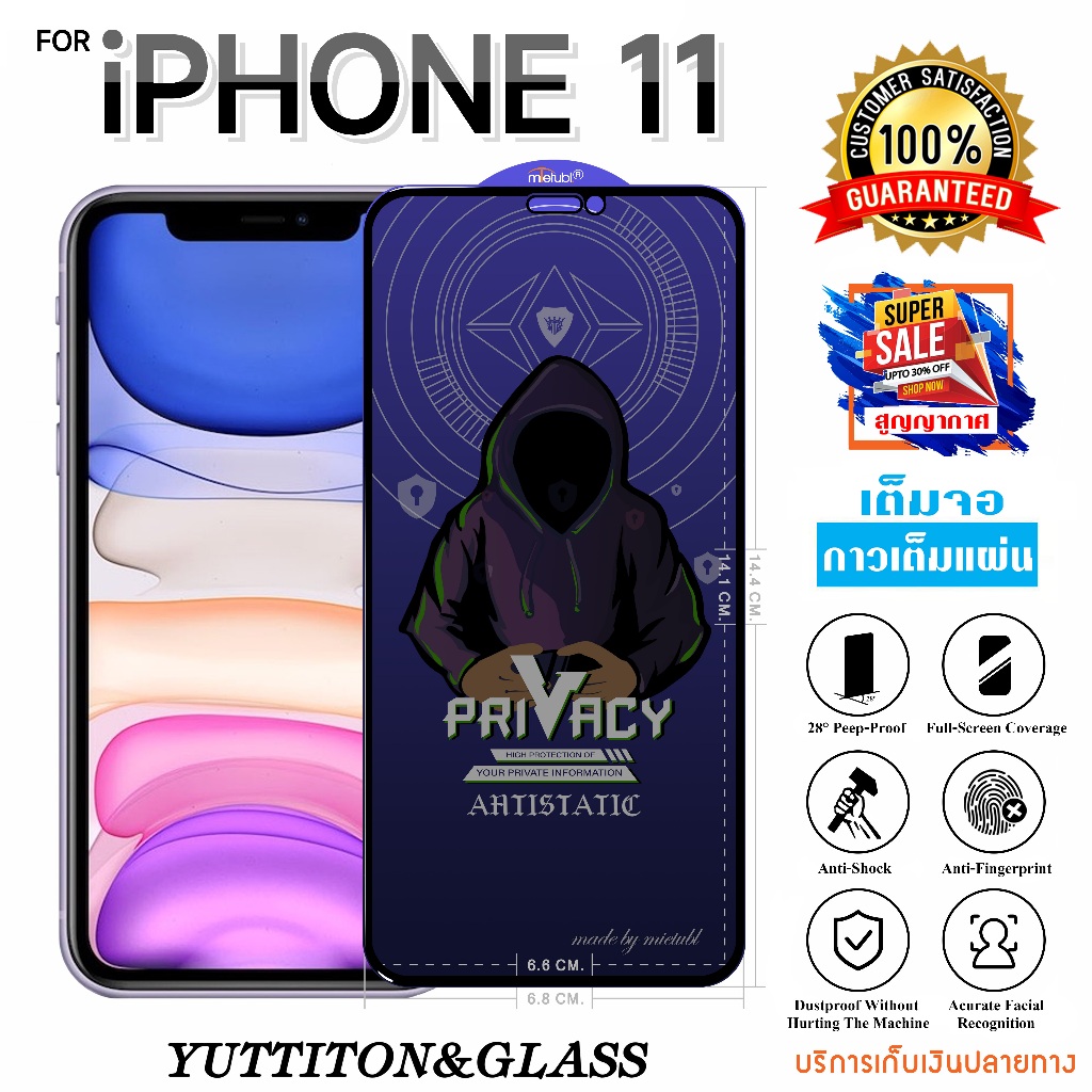 ฟิล์มกระจก ฟิล์มไฮโดรเจล For iPhone 11 เต็มจอ กาวเต็มแผ่น พร้อมส่ง
