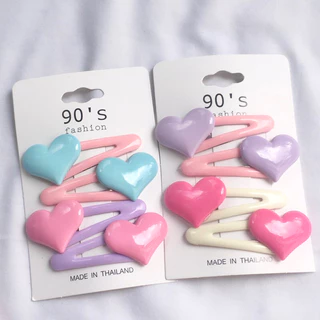 (ราคา/แผง)💗 กิ๊บเป๊าะแป๊ะหัวใจ สีหวานพาสเทล น่ารักสดใส ติดตกแต่งผม