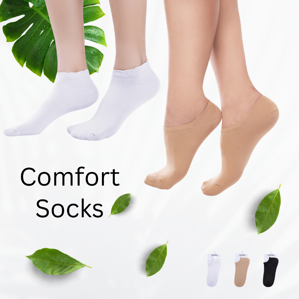 CHERILON Comfort Socks เชอรีล่อน ถุงเท้าข้อสั้น ถุงเท้าข้อเว้า นุ่ม ยืดหยุ่น ใส่สบาย ถุงเท้าสปา NSA-NEFC03 + NSA-NEFC04